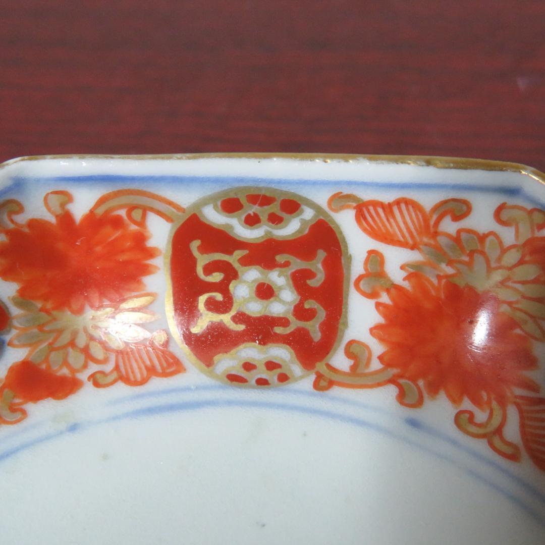 小皿 色絵付 染付 金彩 花弁 唐草 銘 八角皿 5枚 - メルカリ