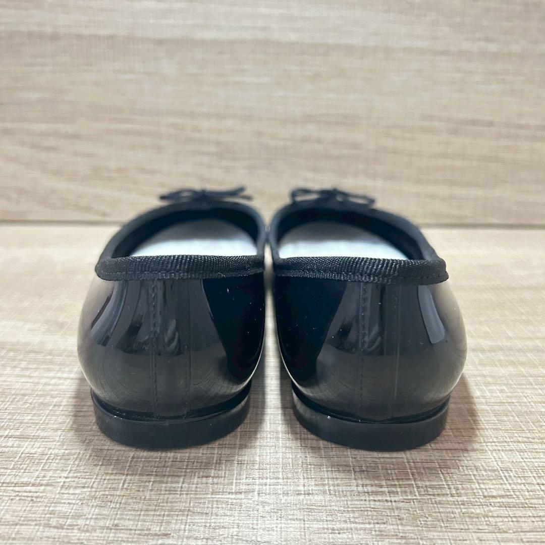 箱付 極美品】repetto サンドリオン ブラック エナメル ゴム底 定番
