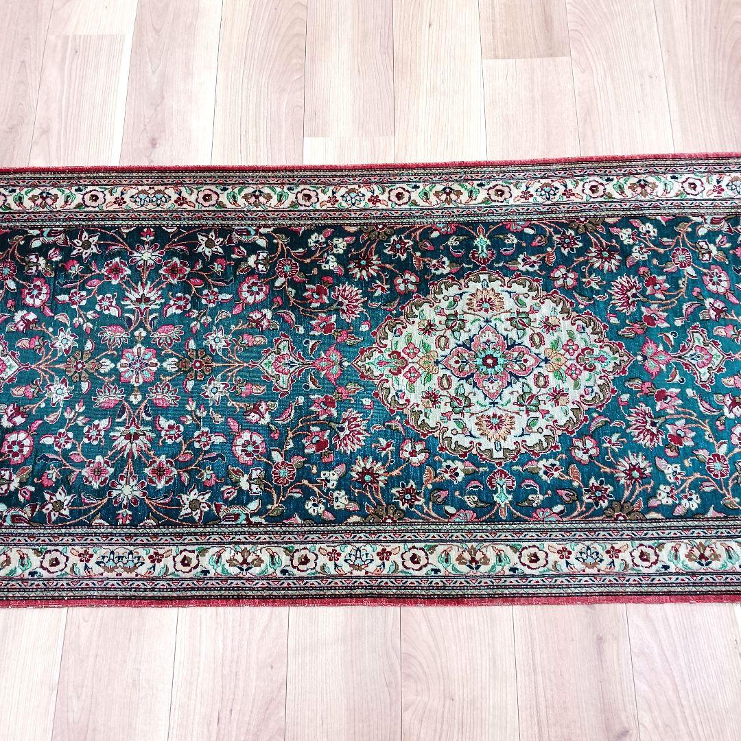 専用 Y3245 高級ペルシャ絨毯 クム産 シルク100% 手織り 298㎝