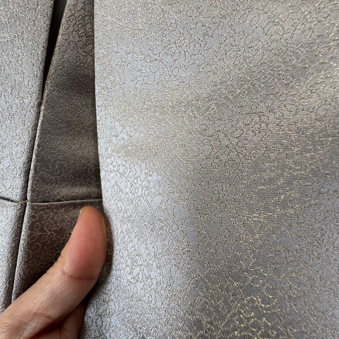 しつけ付 着物 正絹 袷 お召 色無地 163 久保田一竹工房 金通し