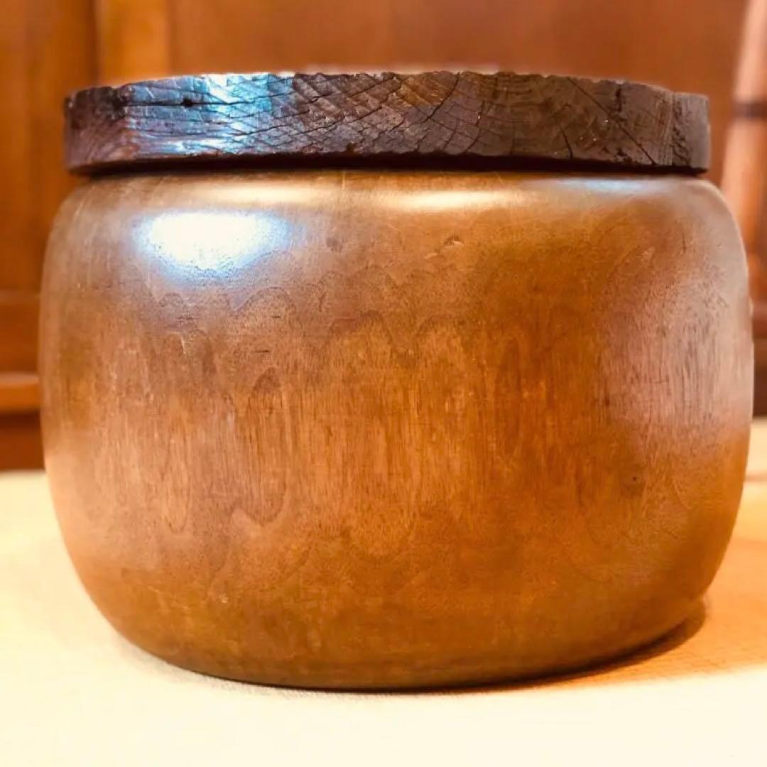 明治〜大正時代 《 木製 丸火鉢 》無垢木材 銅壺 骨董 古道具 古物