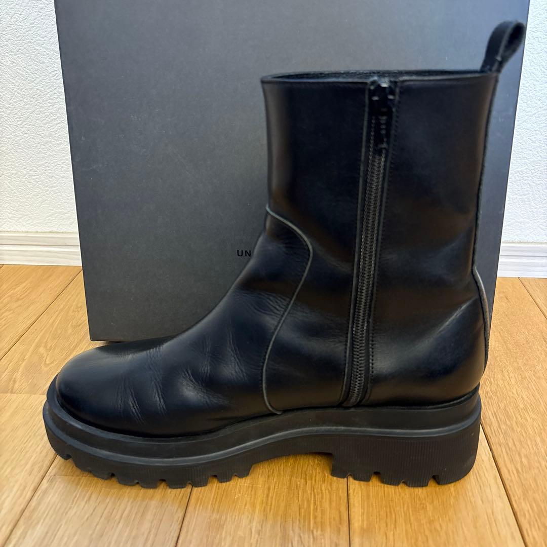 UNITED ARROWS ラウンドショートブーツ 本革 ブラック 専用箱付き