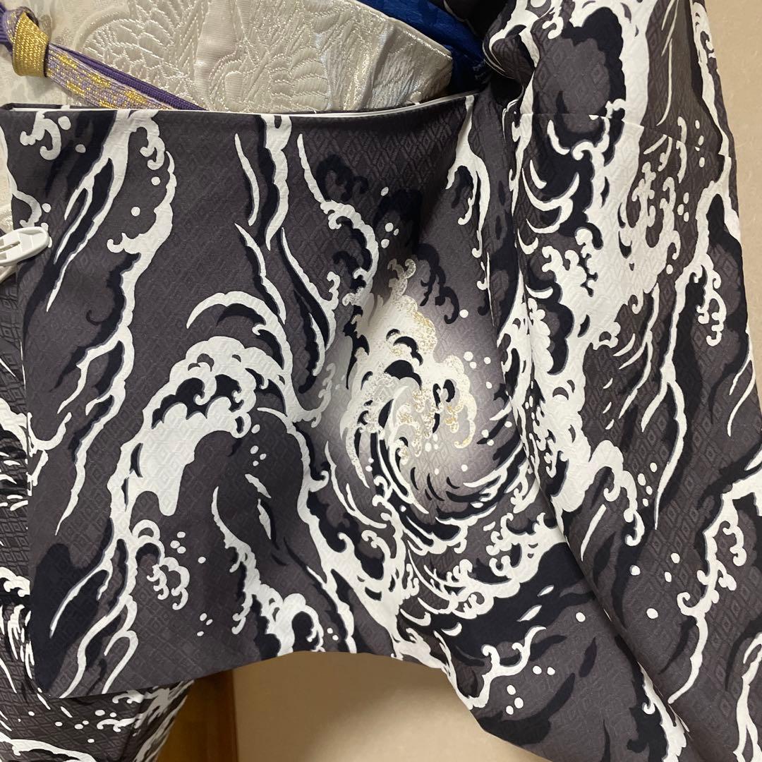 もんぷちさまご成約　成謙工房謹製　大胆な波飛沫の描かれた訪問着