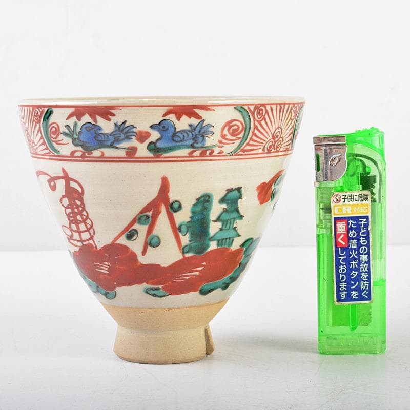 九谷焼 九谷焼 初代 徳田八十吉造 古赤絵 向附 八客 共箱 F