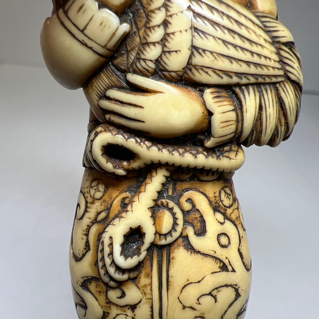 時代　極上　ラッタン人大振根付　48g高さ約10㎝　東Y8-0203☆2F