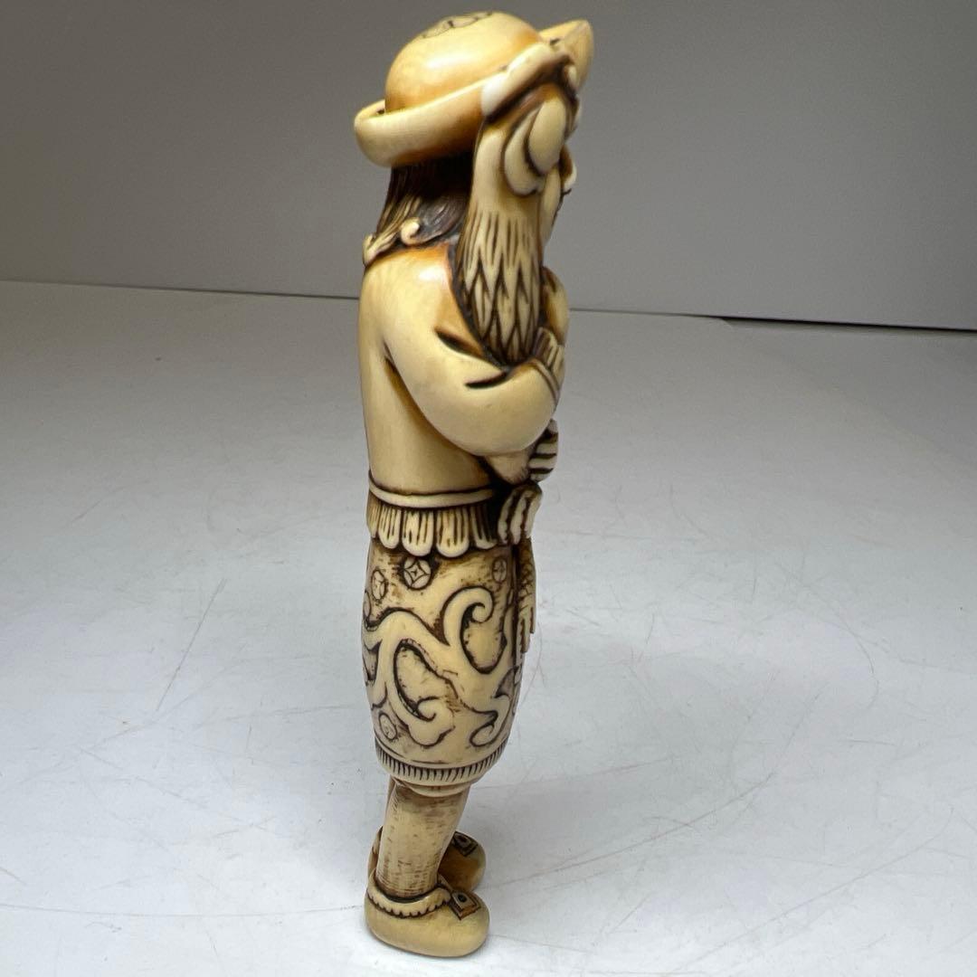 時代　極上　ラッタン人大振根付　48g高さ約10㎝　東Y8-0203☆2F