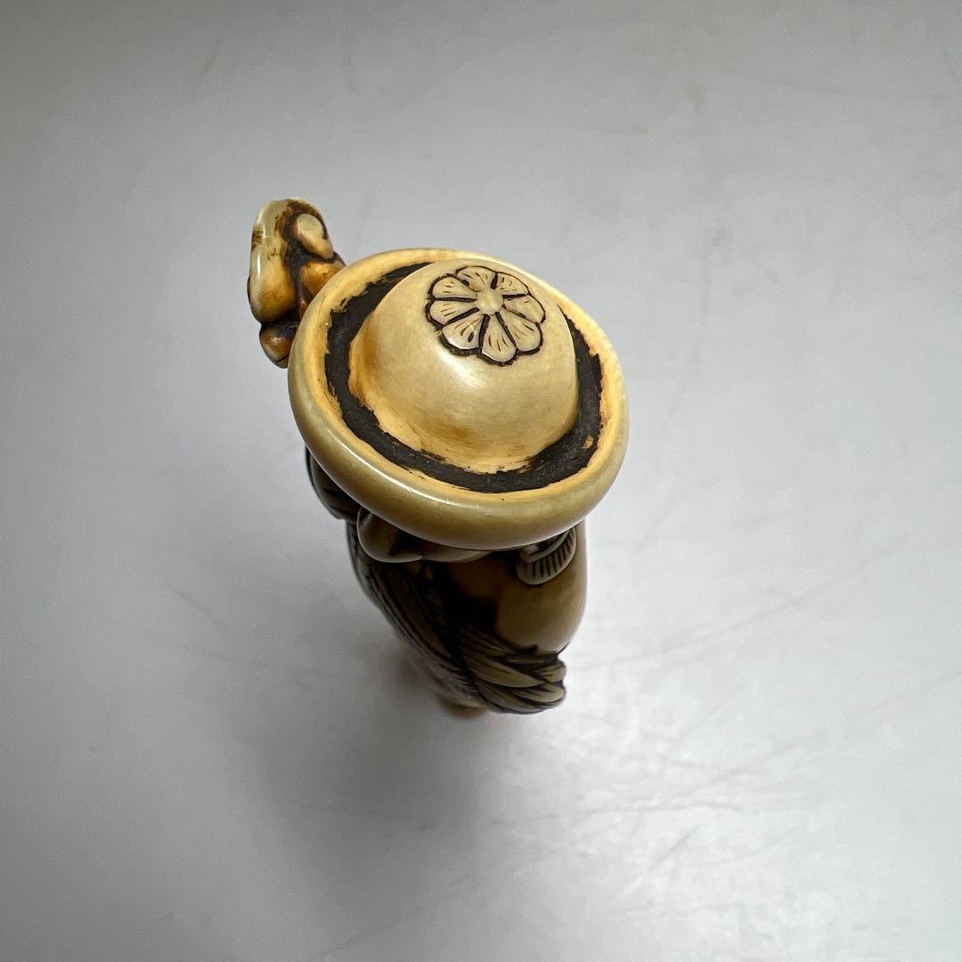 時代　極上　ラッタン人大振根付　48g高さ約10㎝　東Y8-0203☆2F