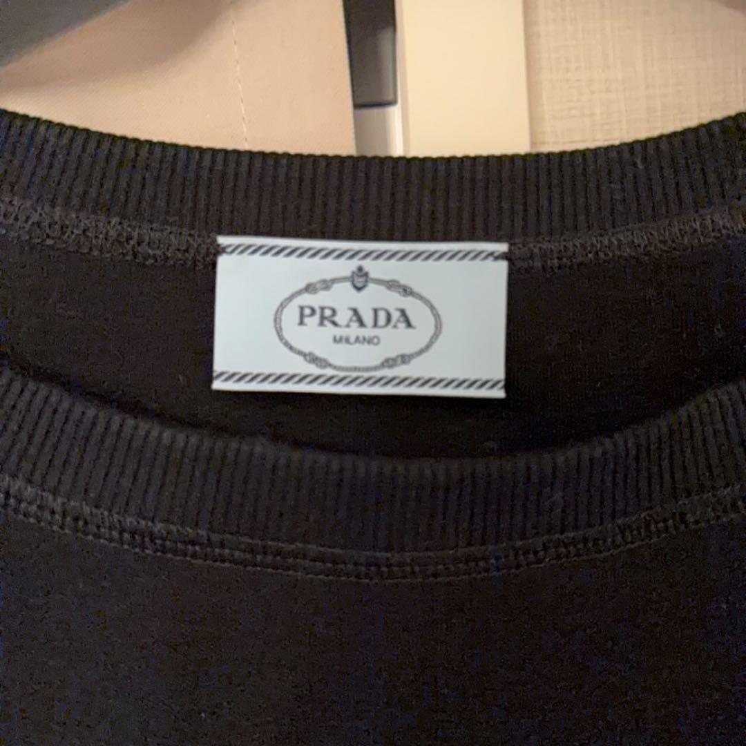 極美品】PRADA プラダ トライアングルロゴ スウェット トレーナー 黒 M