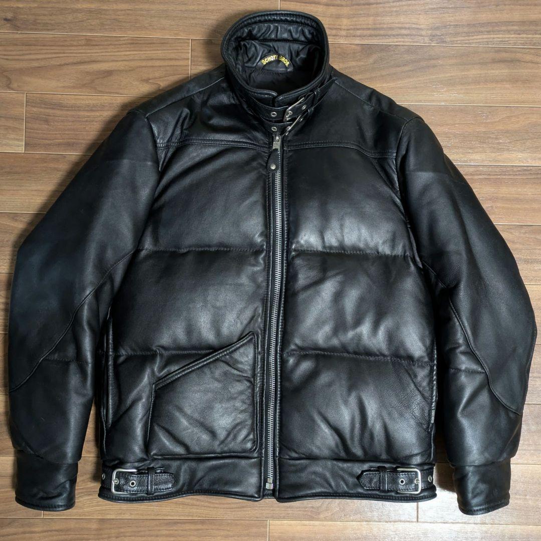 L グッドイナフ ショット B-3 レザー ダウン ジャケット 黒 Schott
