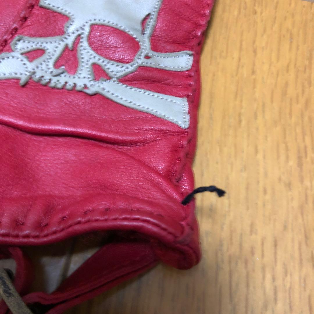 ROENロエンフィンガーレスレザーグローブ赤 - バイクウェア・装備特別