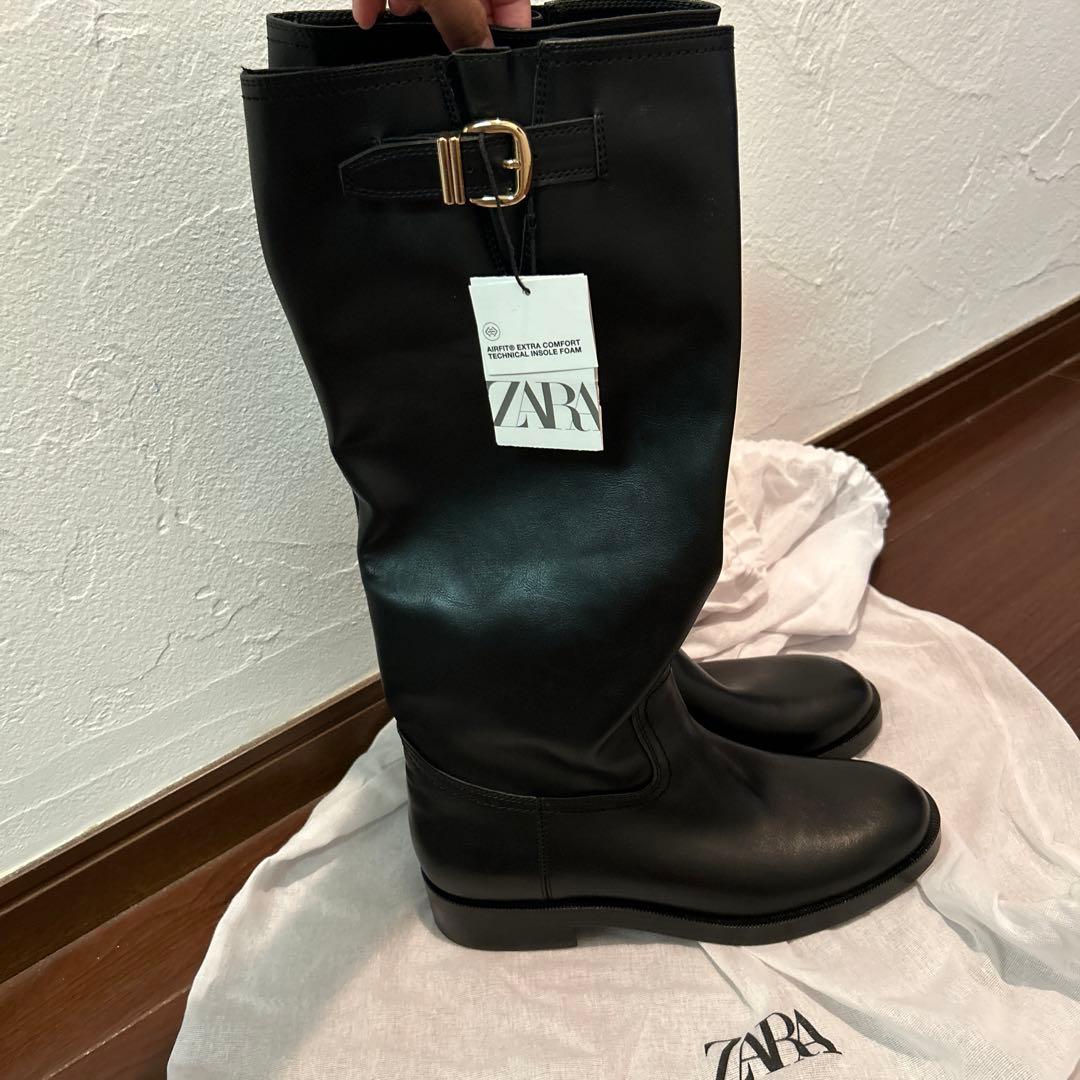 ZARA バックル付きニーハイブーツ - メルカリ