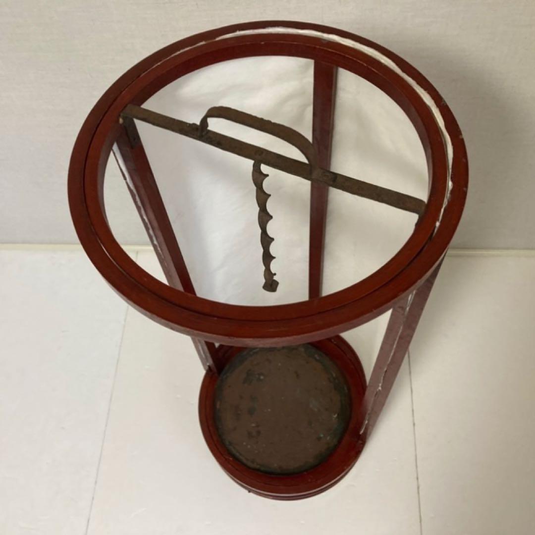 古い置行灯 行燈 ランプ スタンド 照明 木製 漆塗 朱色 大型 和風