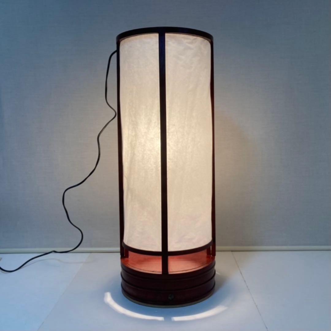 古い置行灯 行燈 ランプ スタンド 照明 木製 漆塗 朱色 大型 和風