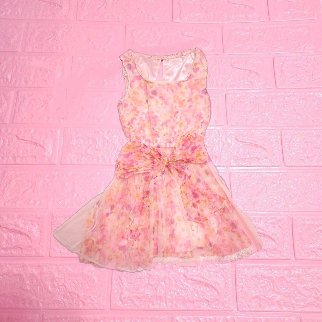 送料¥０♡LIZ LISAリズリサ オーガンジー お花柄 ワンピース タグ付き未使用】LIZ LISAリズリサ花柄 オーガンジーワンピース リボン