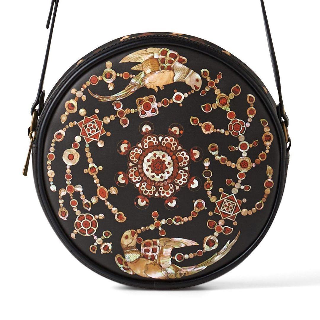 新品未使用 フェリシモ 螺鈿紫檀阮咸 ラウンドショルダーバッグ 正倉