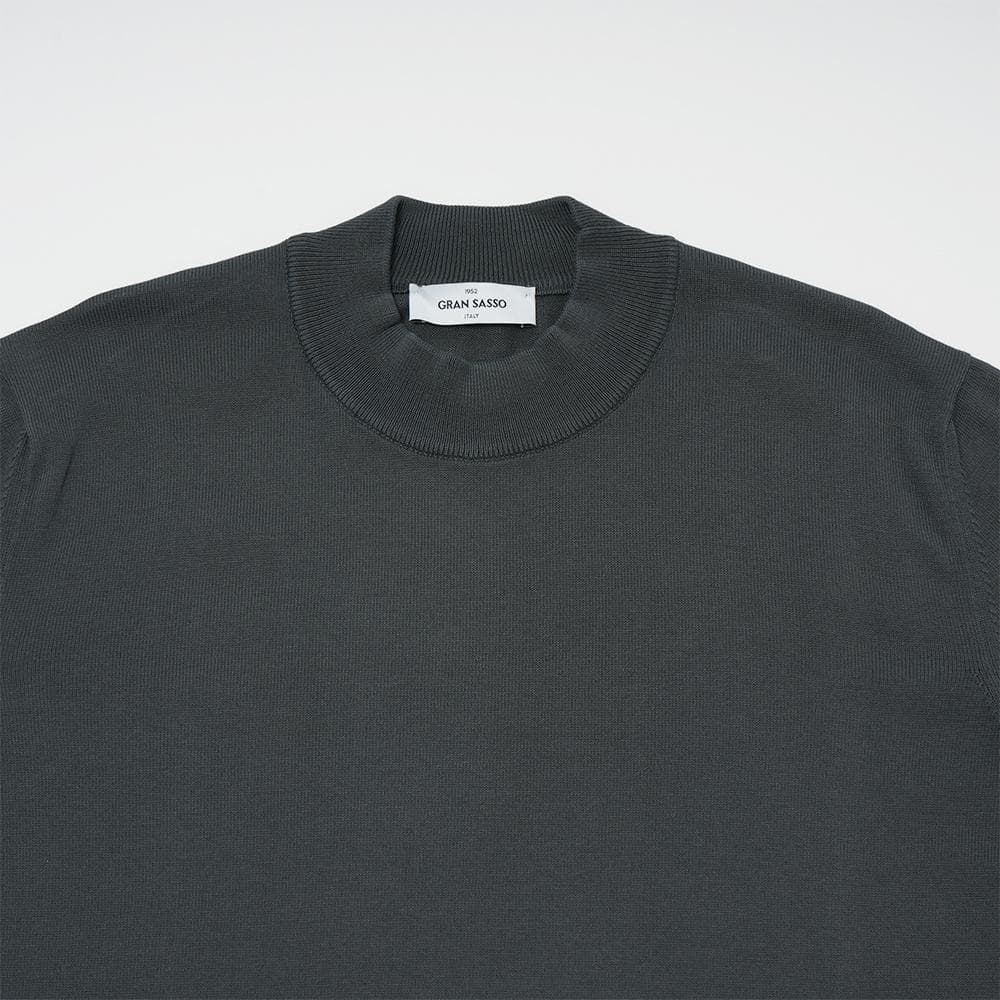 GRAN SASSO グランサッソ チャコールモックネック ニットTシャツ 54