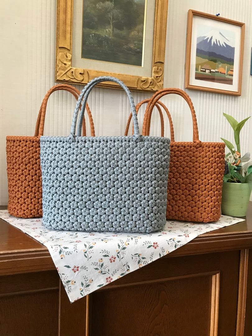＊どんかめちゃんオーダー品＊クラフトかごバッグ4点え 戸田寒風さんの山ぶどう籠バッグ 交差網代編み平型: ファッション