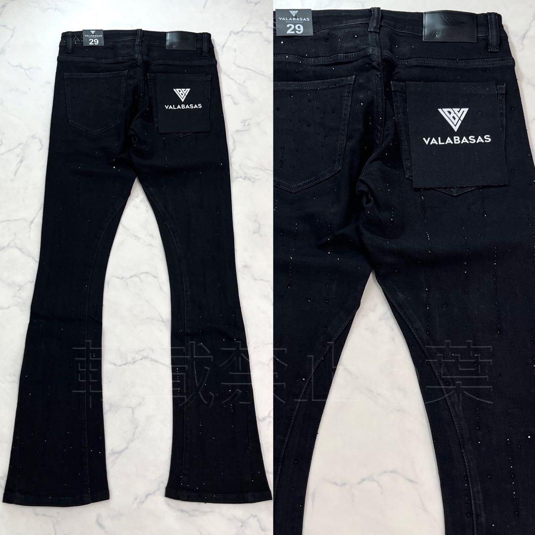 新品 バラバサスvalabasas ラインストーンブラックスキニーフレア