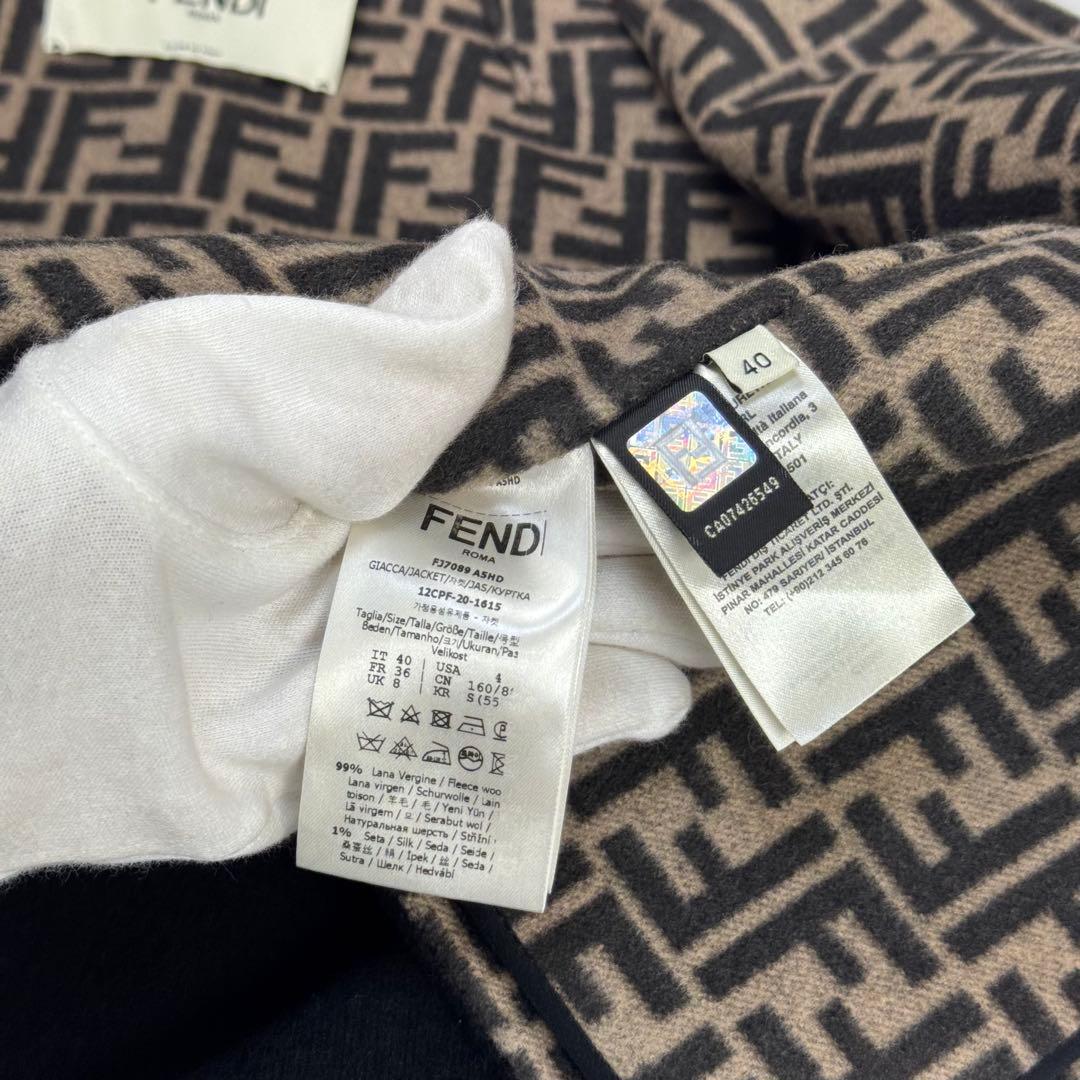 極美品 フェンディ ダブルフェイス ショートコート ウール ズッカ 黒