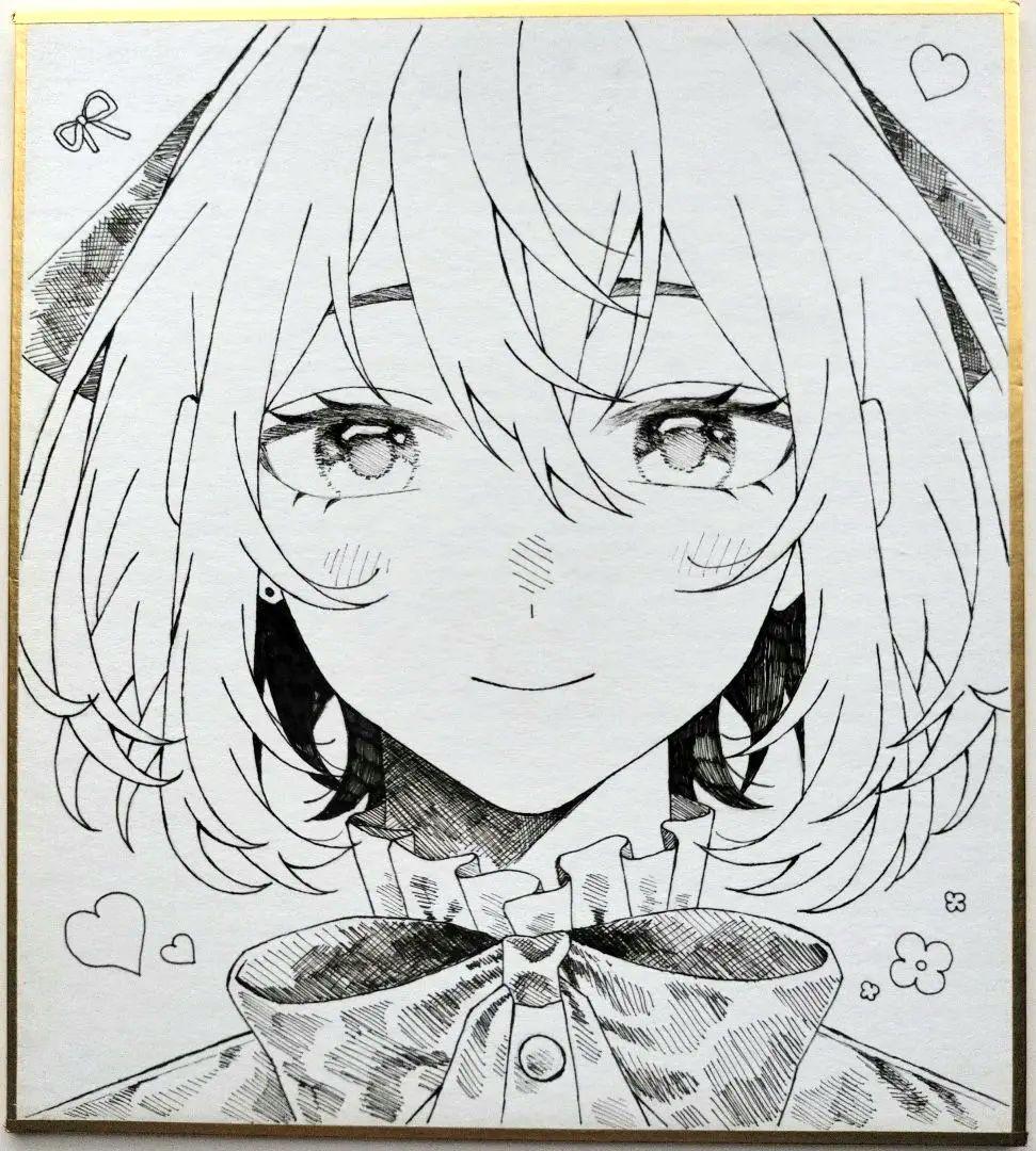 手描き イラスト オリジナル アナログ モノクロ 色紙 - メルカリ