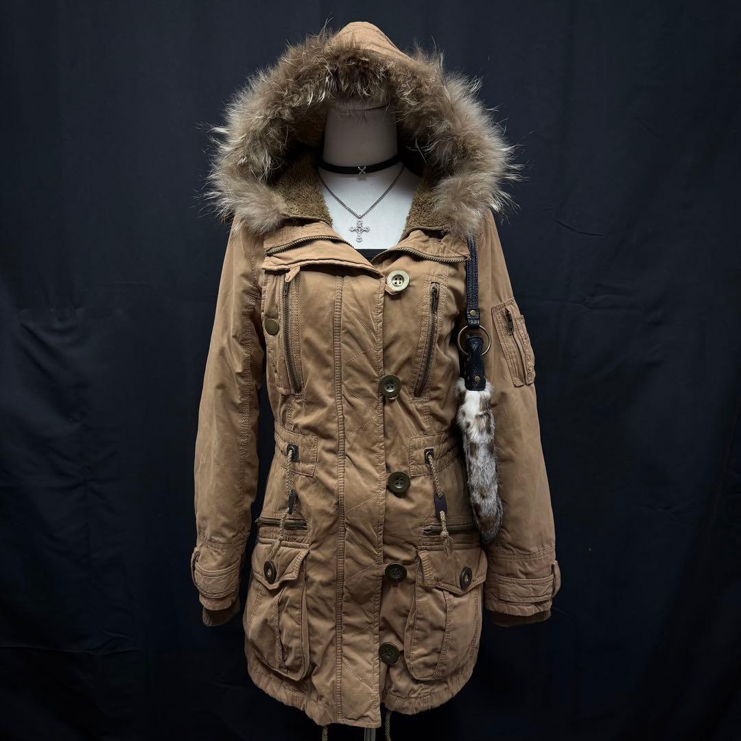 平成ギャル y2k グランジ ファー付き モッズコート ギミック