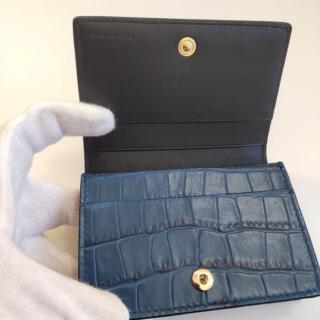 未使用 スマイソン 名刺入れ カードケース クロコ型押し ブルー 箱