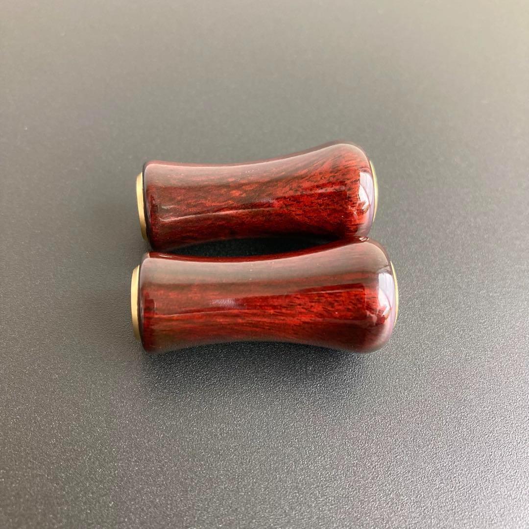 ウッドノブ 天然木/ゴールド 2個 ダイワ・シマノ対応 鏡面仕上げ