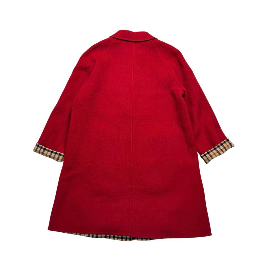DAKS ダックス ウール ロング コート ハウスチェック レッド 赤 40