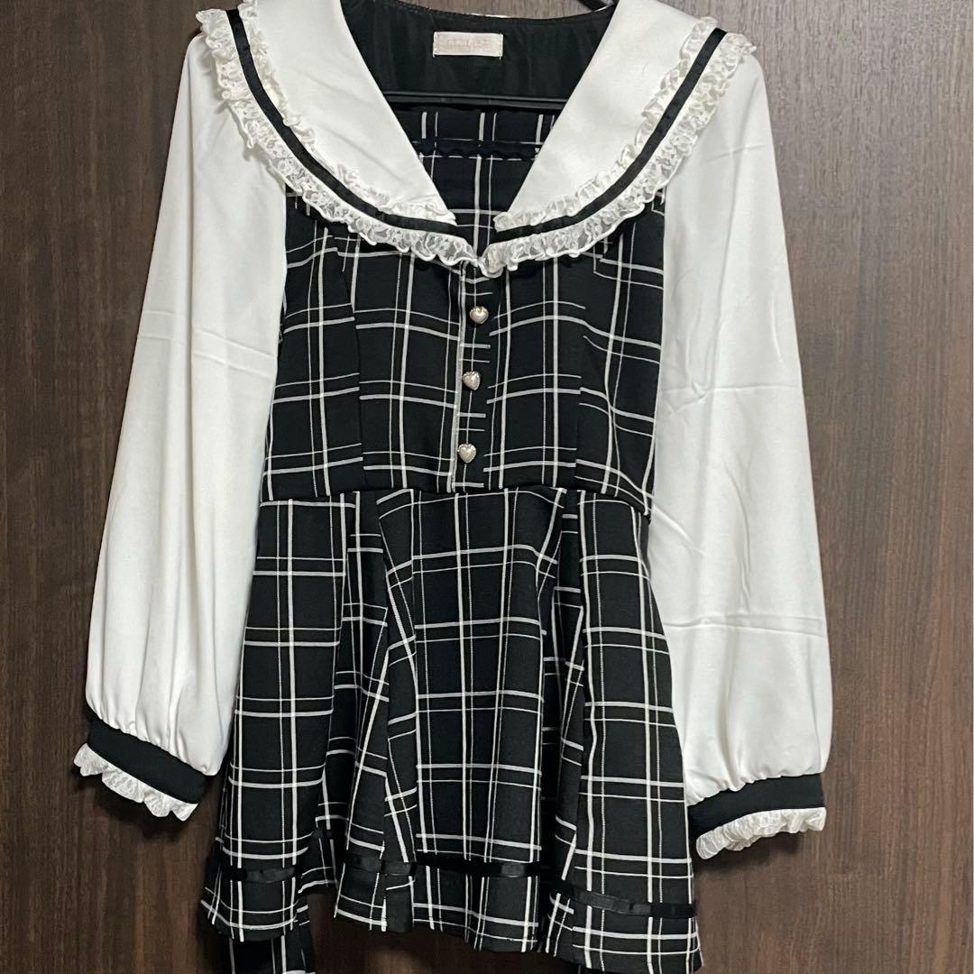 LIZLISA セーラーカラーセットアップ ブラックチェック リズリサ