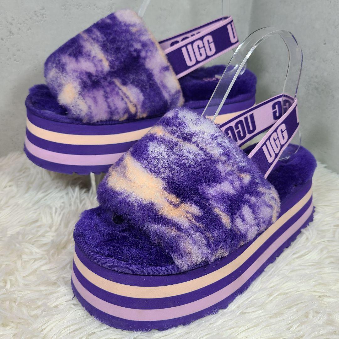 【アグ】Disco Marble Slide ヴァイオレットナイト　厚底サンダル Amazon | [アグ] サンダル 厚底 ディスコ マーブル スライド ファー