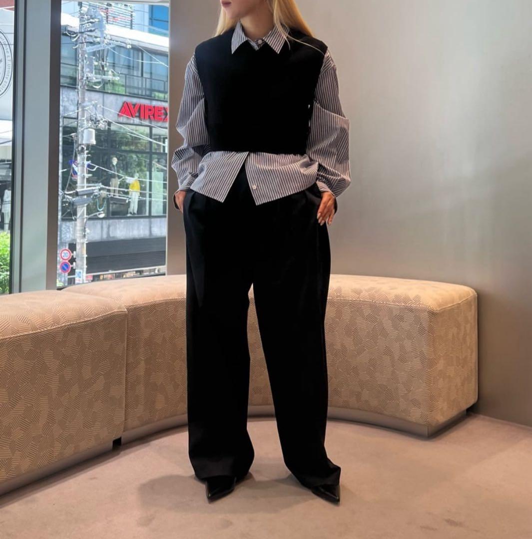 本日限定価格＜6(ROKU)＞コットン ストライプ クロップド シャツ 25aw