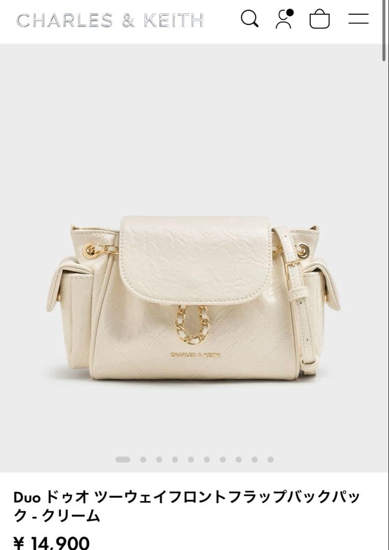 CHARLES&KEITHドゥオツーウェイフロントフラップバック - メルカリ