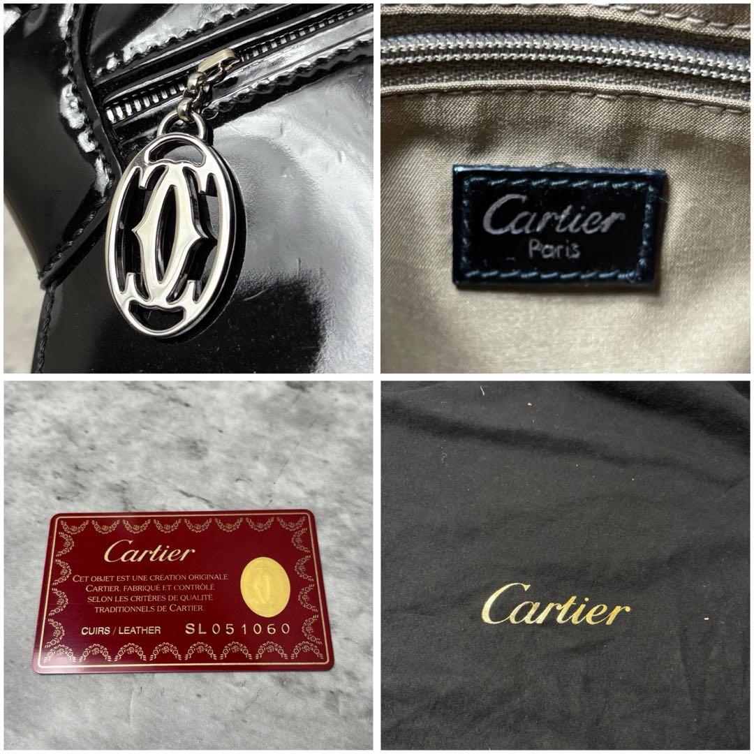 カルティエ レディース ハンドバッグ マルチェロ エナメル ブラック