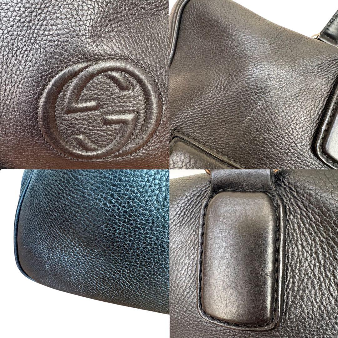 グッチ GUCCI ソーホー シボ革 本革2WAYビジネス 黒A4可 メンズ良品