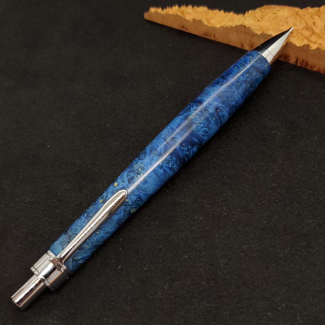 25Bハンドメイド木軸シャーペンスタビライズドウッド青 - メルカリ