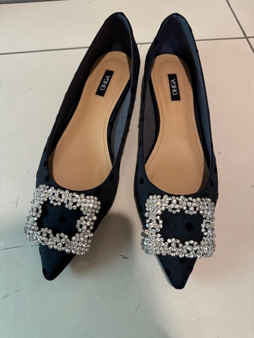 OHGA オーガ ビッグリボンパンプス ブラック 24cmohga リボン パンプス