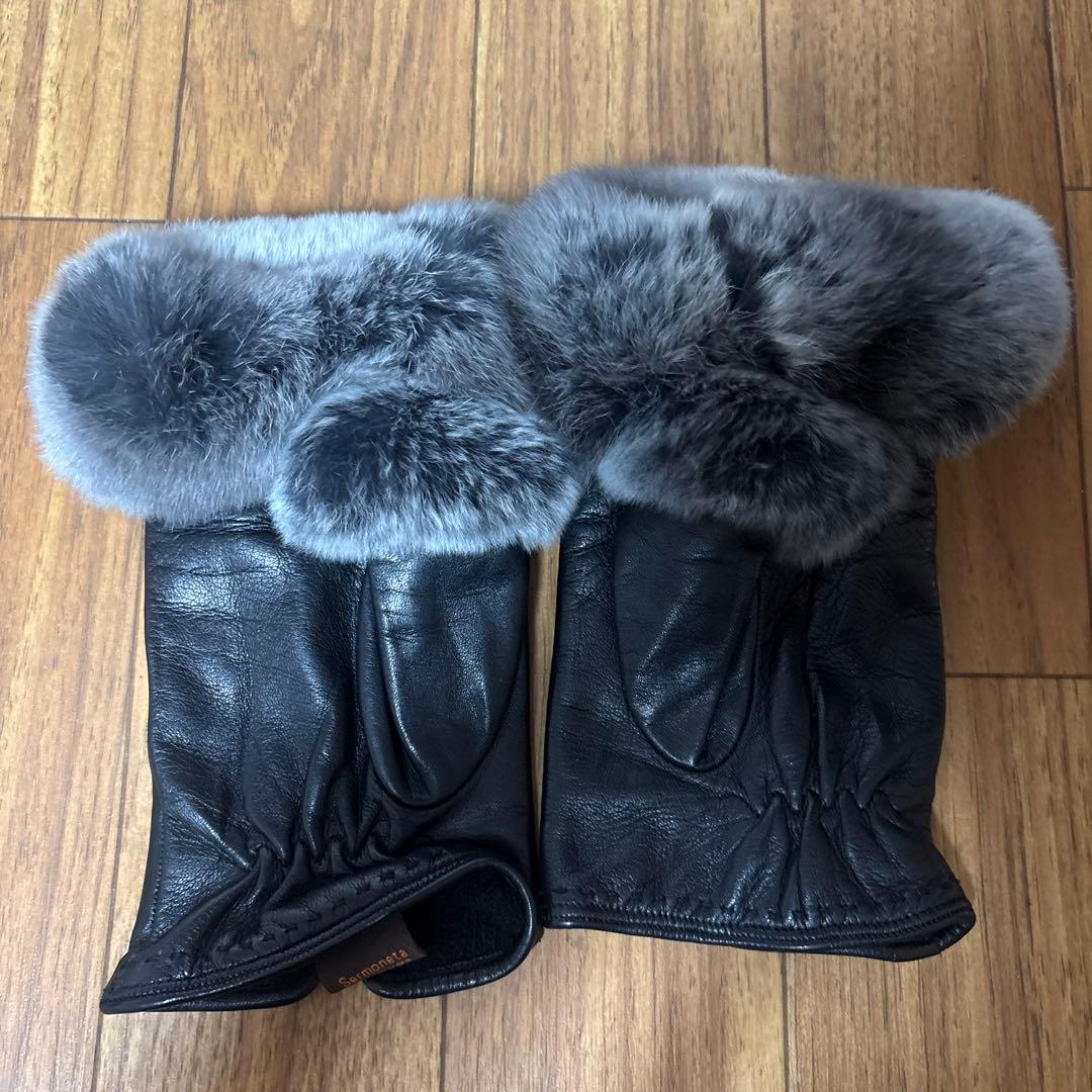 Sermoneta ラビットファー レザー フィンガーレスグローブ - メルカリ