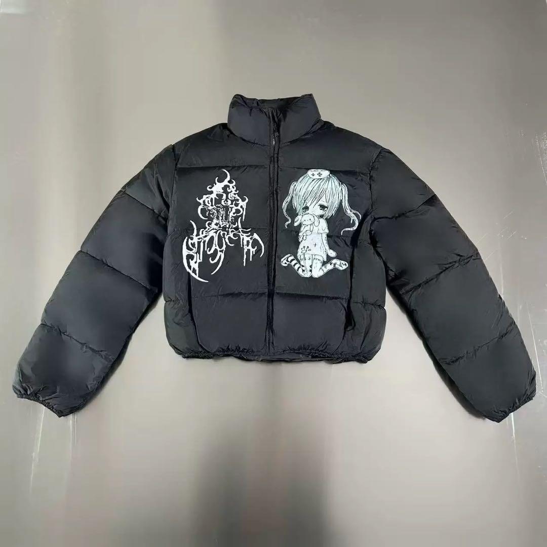 アートプリント ブラック ダウンジャケット y2k archive opium - メルカリ