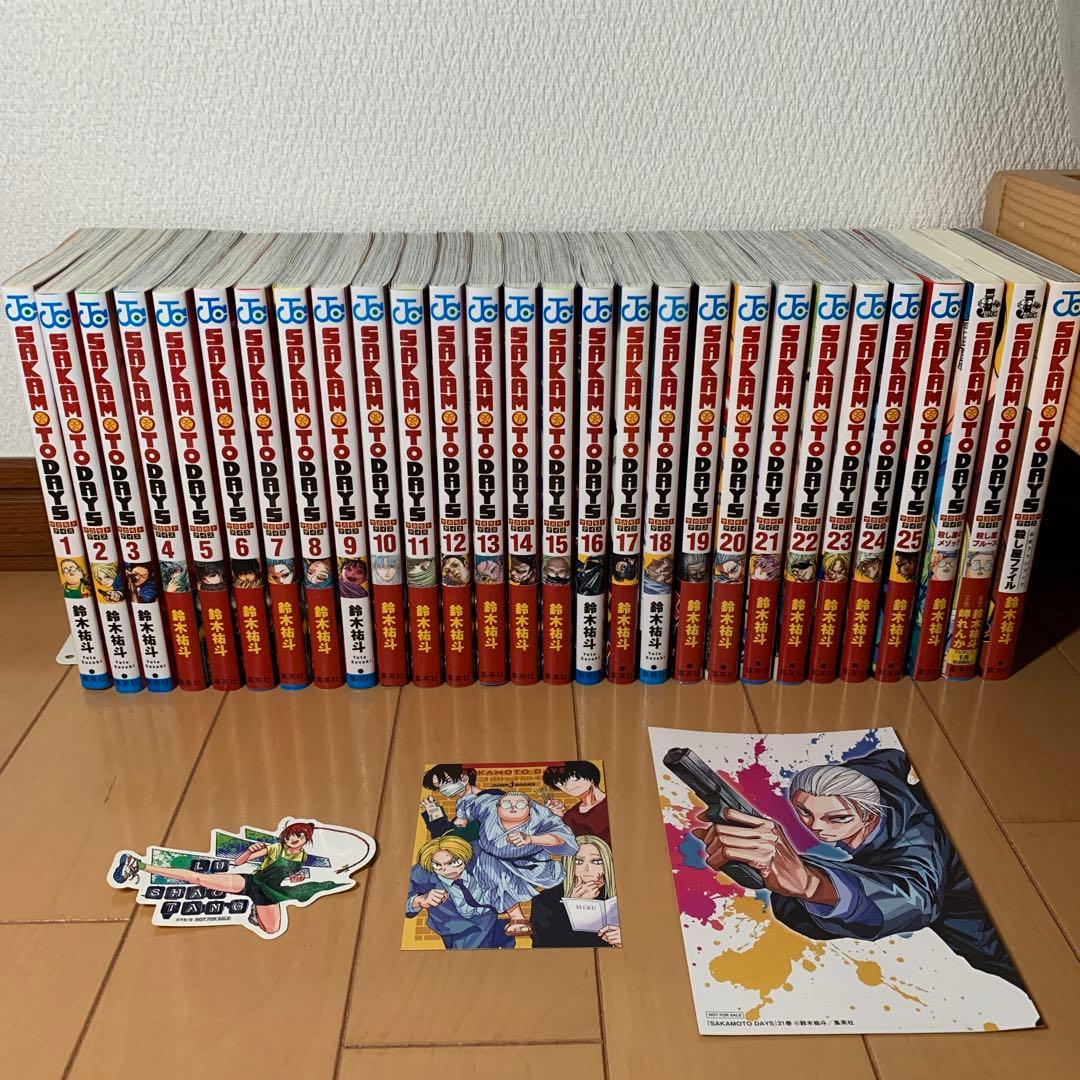 坂本デイズ　全巻セット+公式ファンブック、小説2巻 +おまけカード、ステッカー SAKAMOTO DAYS 20巻 特典まとめ【購入＆予約】 - はだしのあるきかた