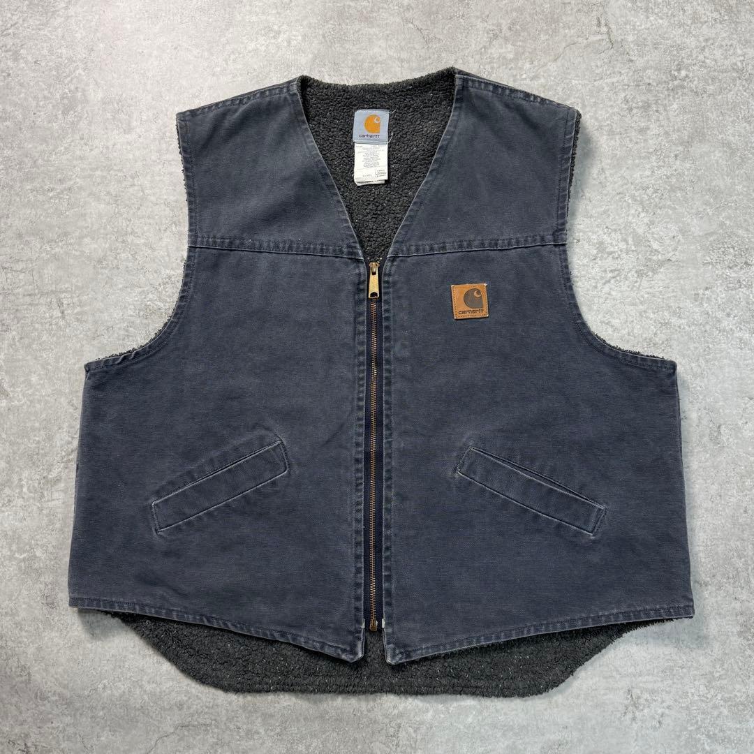 玉鳳隊様00s カーハート【XL】USA製 ダックベスト 裏地ボア フェード