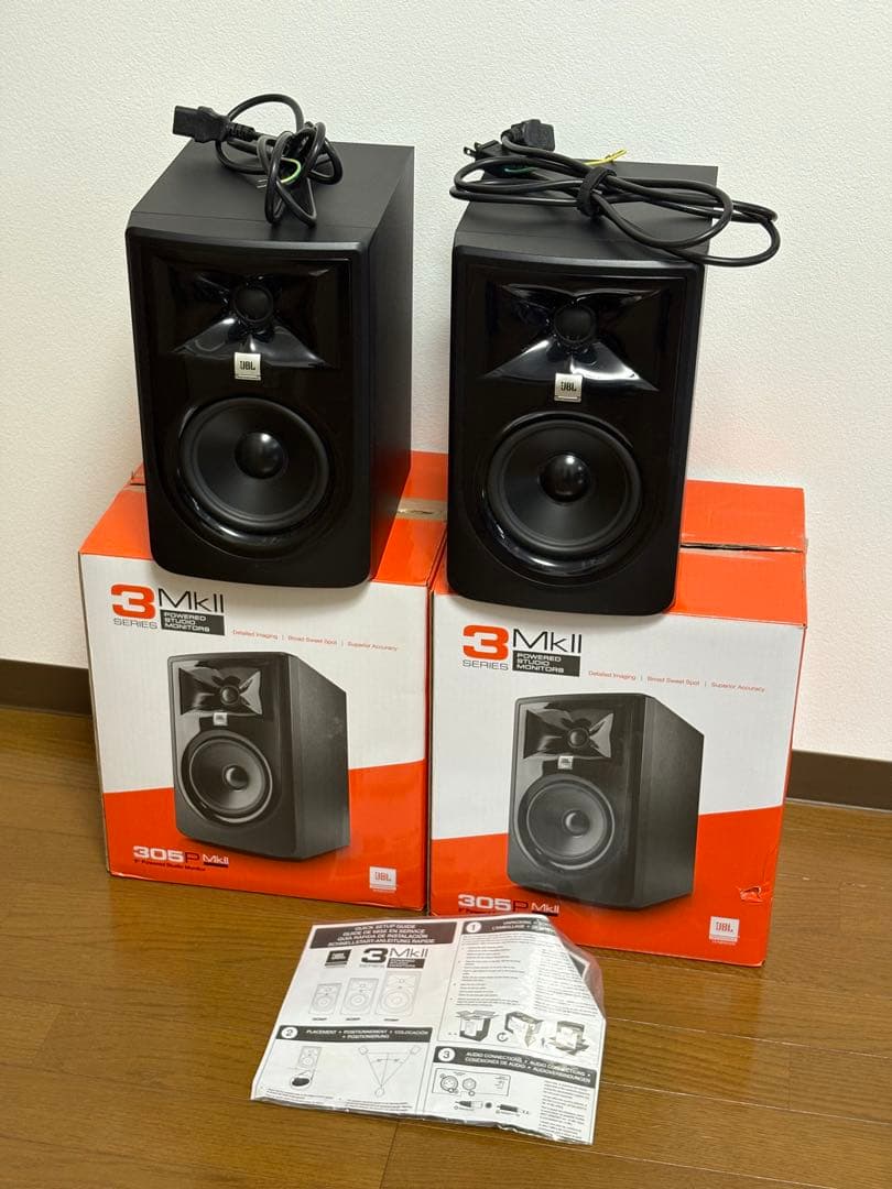 美品 JBL 305P MkII セット 2) JBL Pro 305P MkII Monitors with Orange Cables & Bag | IDJNOW