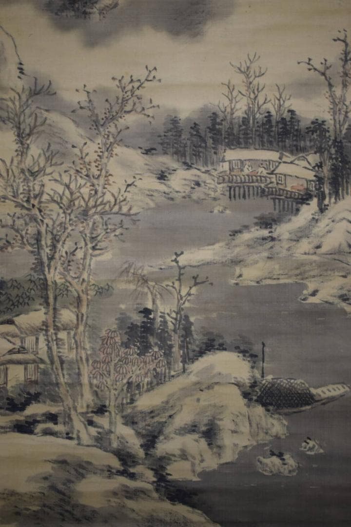 真作/雪翁郁/雪景山水人物図/布袋屋掛軸HG-166│www.premierexpress-cs.com