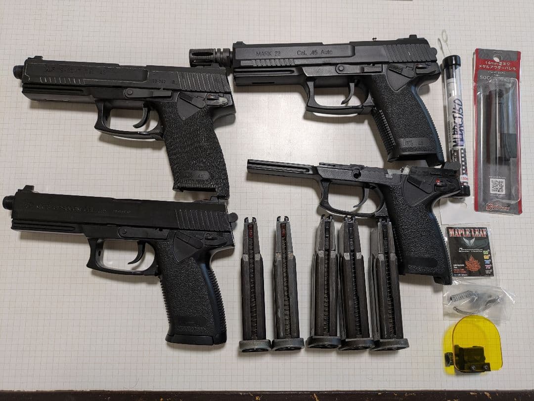 東京マルイ　SOCOM MK23 ソーコム 3丁分 ガスガン エアコキ　引退品 TOKYO MARUI（東京マルイ） 固定スライドガン ソーコム Mk23 エアガン