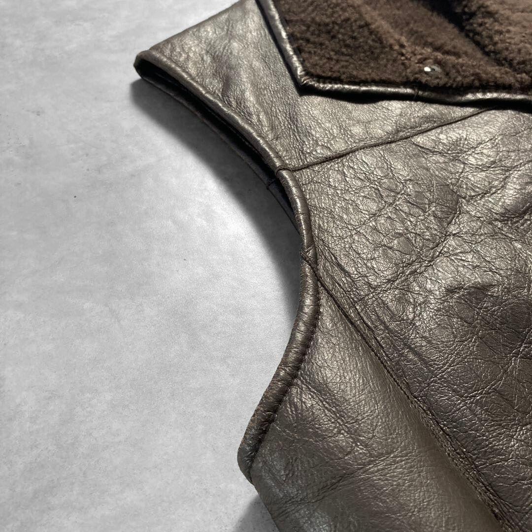 aofu様 ニチロ 毛皮 Sheep House ムートン レザーベスト L 茶 - メルカリ