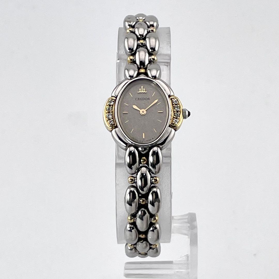 稼働/新品電池/18KT】セイコー クレドール8P ダイヤ 腕時計 レディース