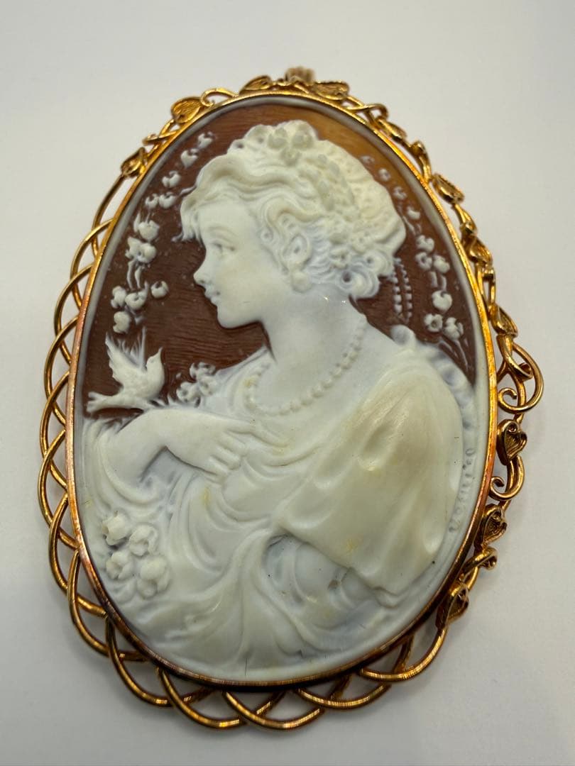 一点物 作家もの ペルニーチェ兄弟 K18 カメオ ブローチ兼ペンダント