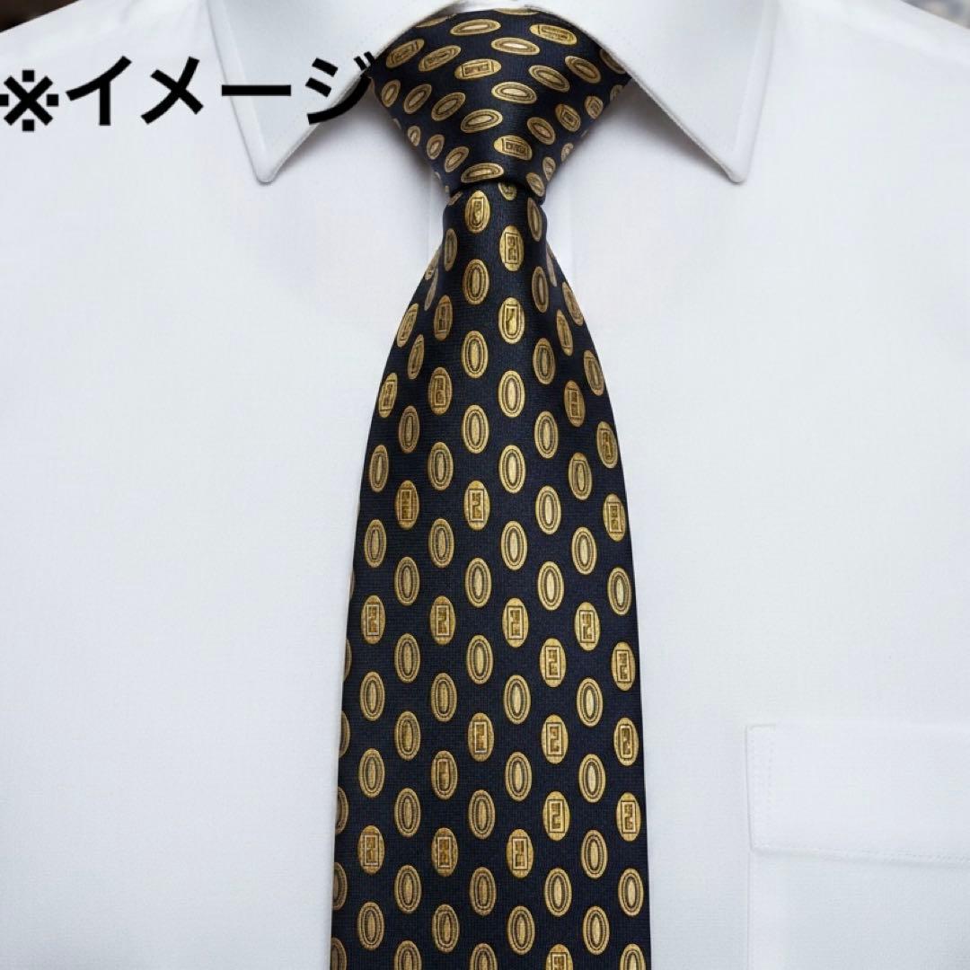 極美品】高級 FENDI フェンディ ネクタイ ズッカ柄 オーバル ネイビー