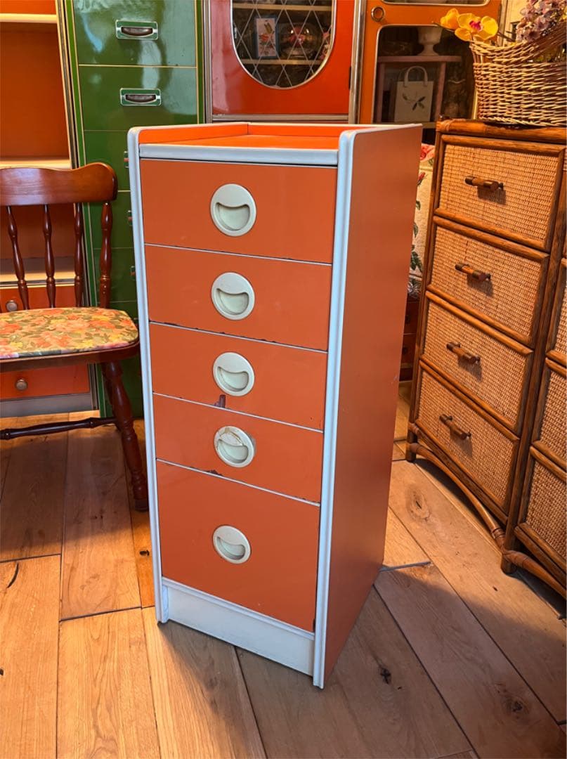 オレンジ チェスト 収納 昭和レトロ レトロポップ インテリア
