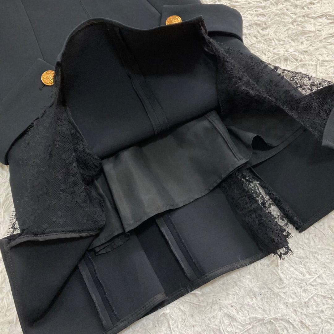 17442✨ルイヴィトン 金ボタン LVロゴ レース切替フレアワンピース