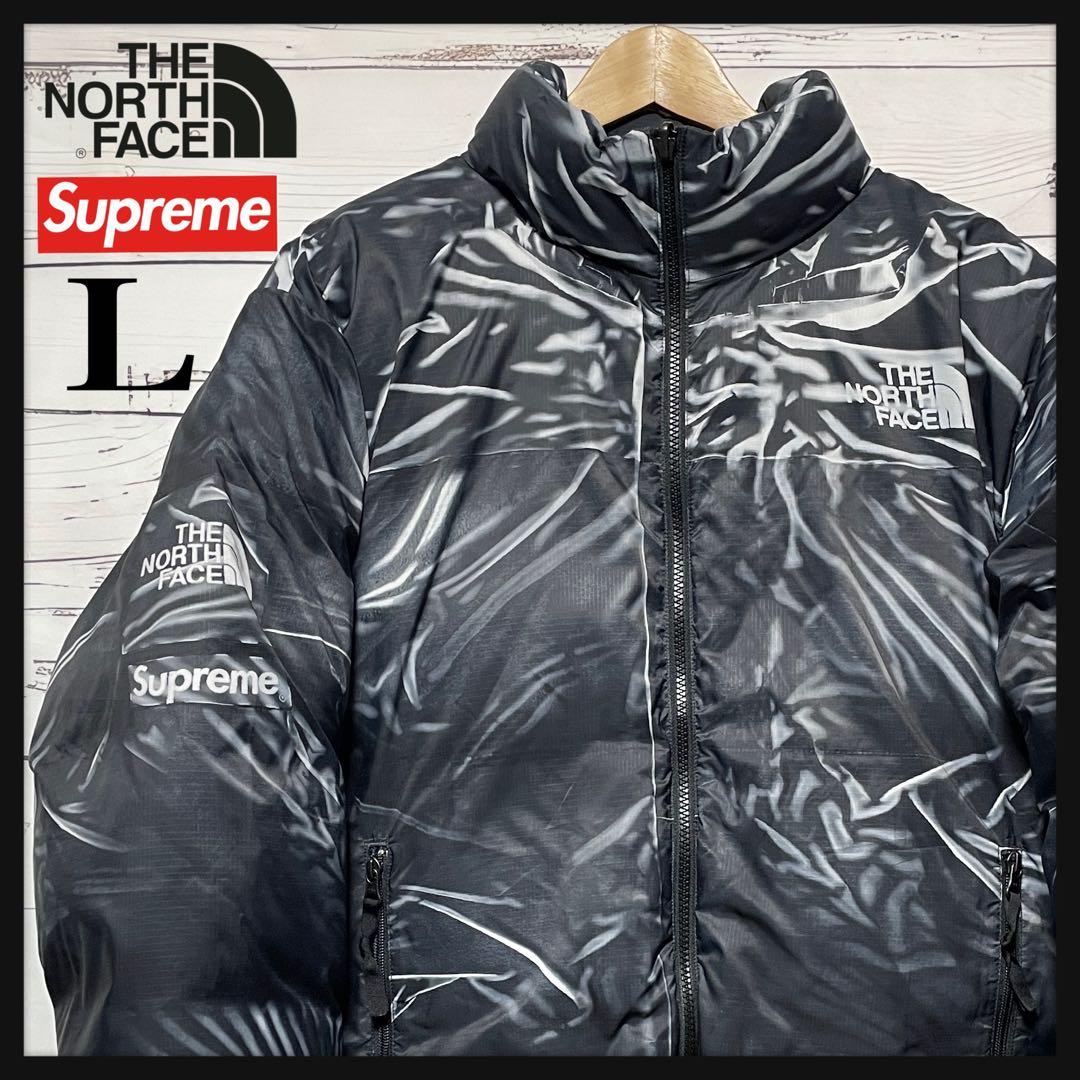 Supreme ノースフェイス ダウンジャケット 騙し絵ヌプシ 黒 L パーカー